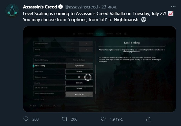 В Assassin's Creed Valhalla добавят ранжирование врагов
